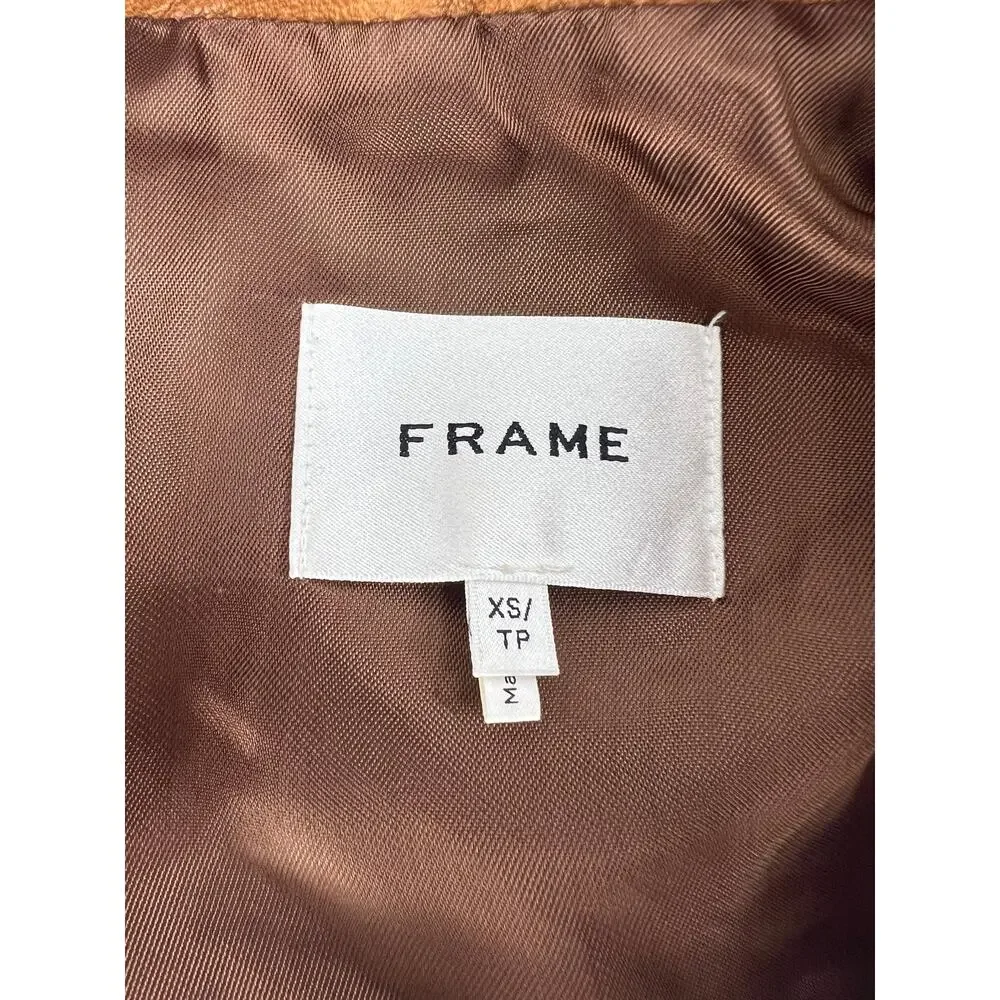 FRAME Cropped Pebbled Leather Belted Jacket‎